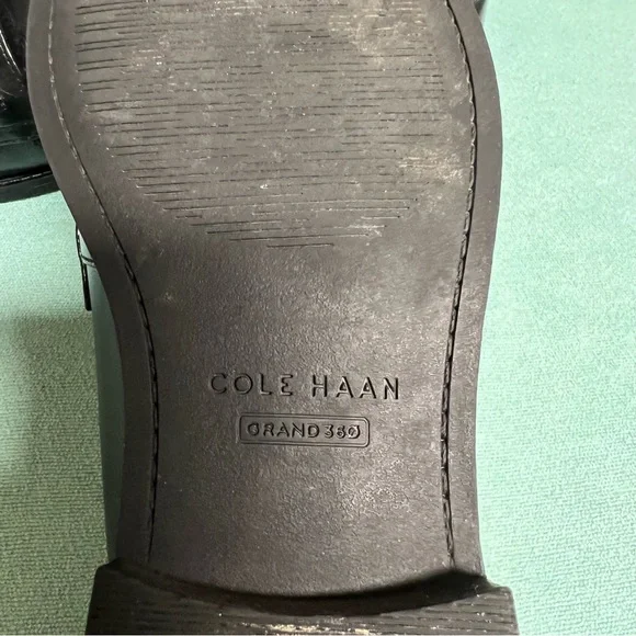 Cole Haan Stassi slip on Black Leather Loafers chunky chain hardware comfort - Picture 5 of 14